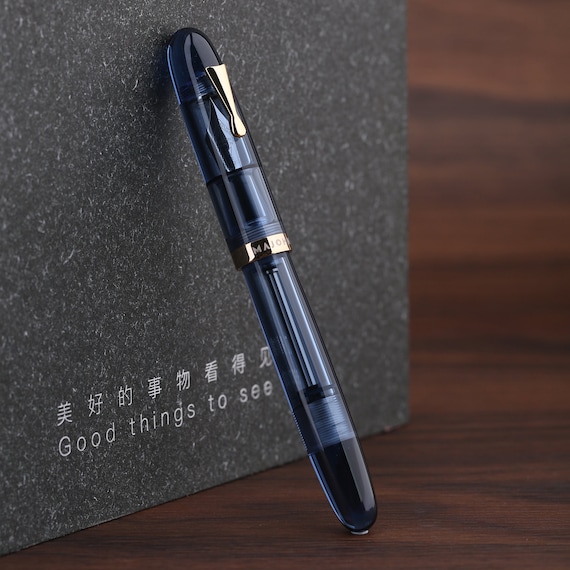Majohn C4 Eyedropper Fountain Pen Blue Acrylic, EF/F/M Nib