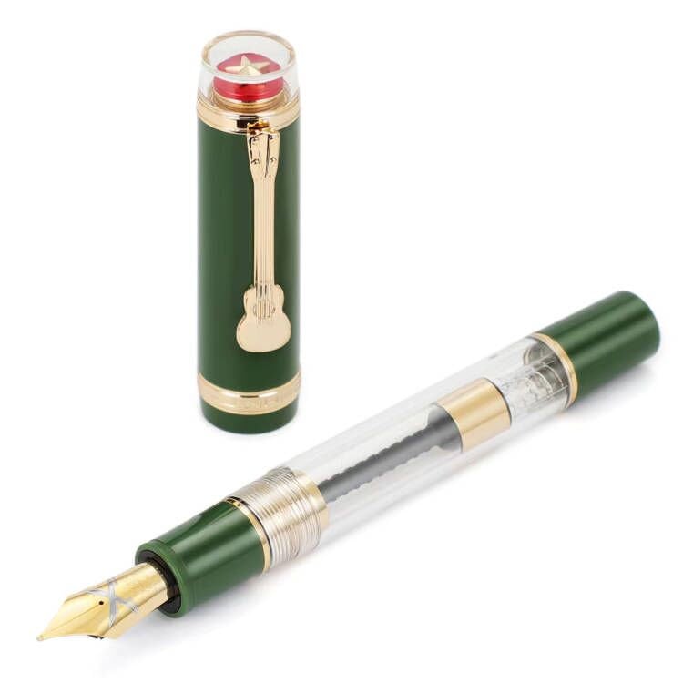 Jinhao 1935 Tiandao Penna Stilografica In Acrilico Verde Militare - Pennino Spada #8, Doppia Ricarica
