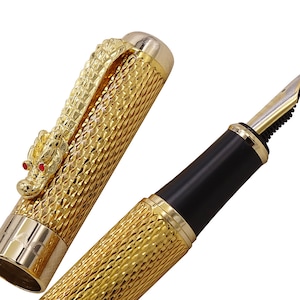 Jinhao 1200 Golden Dragon Fountain Pen, EF/F/M/Bent Nib Signature Pen Business Gift Pen