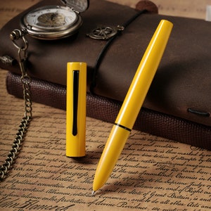 2 PCS Hongdian C1 Fountain Pen,Brass & Plastic Converter Pen EF and F Nib Set Office Writing Pen