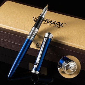 Regal 35 Blue Dragon Phoenix Stylo plume, Iridium Medium Nib Gift Writing Pen