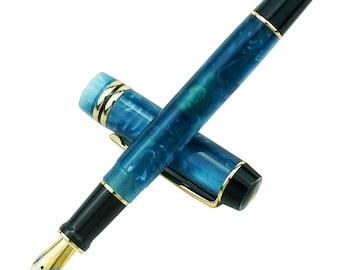 Kaigelu 316 Blue Acrylic Celluloid Fountain Pen, Extra Fine/ Fine/ Medium Nib Calligraphy Pen Gift