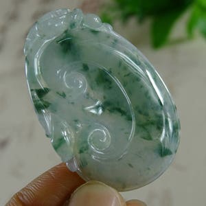 Certified Icy Emerald Jade Leaf Pendant Green Jadeite 《Grade A》P-360-23