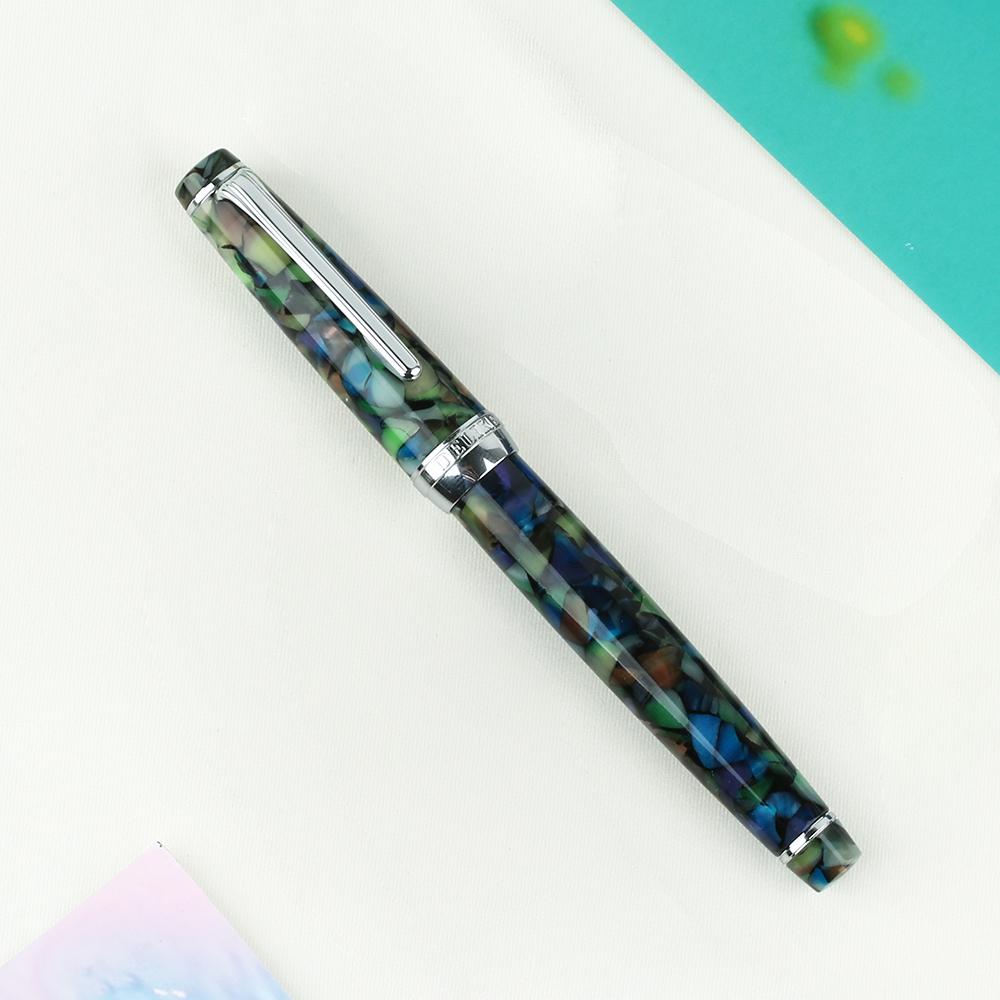 MAJOHN 万年筆 グリーン・ブルー Majohn ニュームーン 万年筆 マーブルブルー/マーブルグリーン