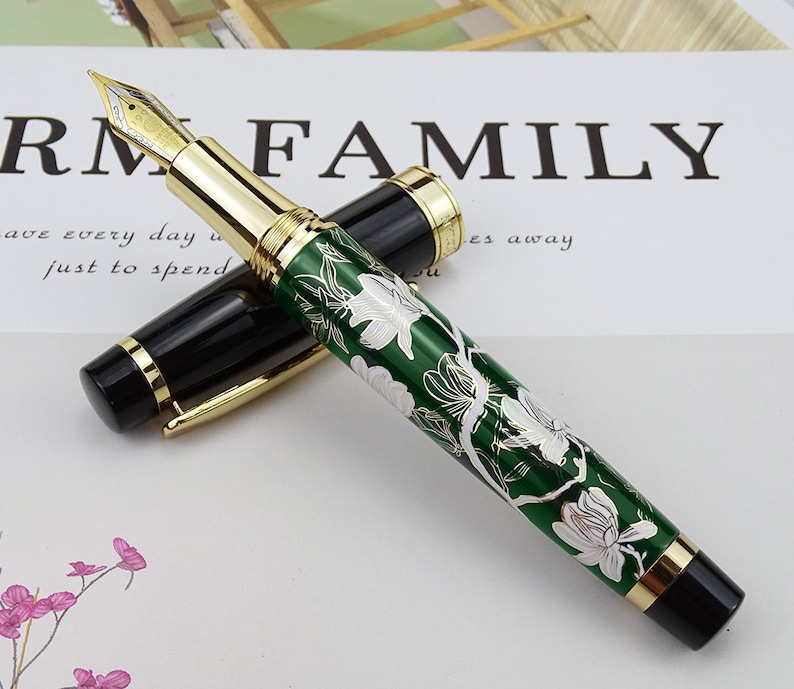 Personalized Hongdian 1837 Fountain Pen Handdrawing Green Etsy