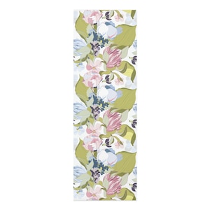 Floral Yoga Mat, Boho Abstract Watercolor Print Foam Exercise Mat Non Slip, Thick Pilates Mat for Women, Cute Workout Gift, 72" x 24" image 2