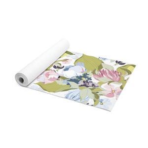 Floral Yoga Mat, Boho Abstract Watercolor Print Foam Exercise Mat Non Slip, Thick Pilates Mat for Women, Cute Workout Gift, 72" x 24" image 3