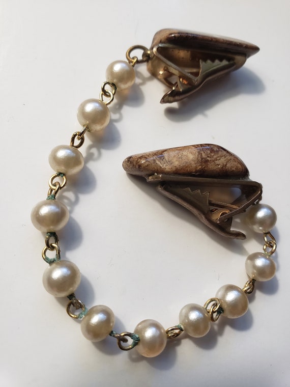 Vintage 1950s Sweater Clip Genuine Pearls With Po… - image 5