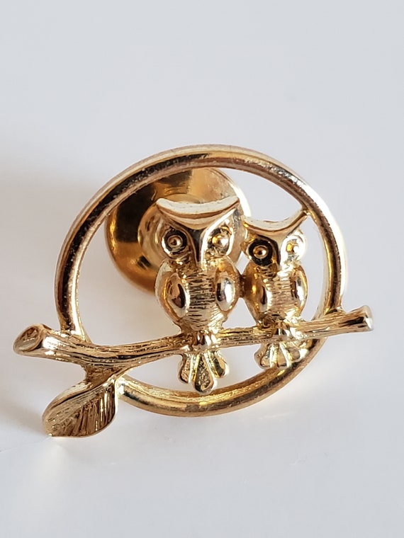 Avon Owls On Branch Gold Tone Metal Round Push Pi… - image 10