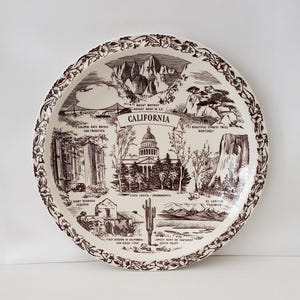 Vintage Vernon Kilns California Plate: 1940s Scenic Commemorative Pottery