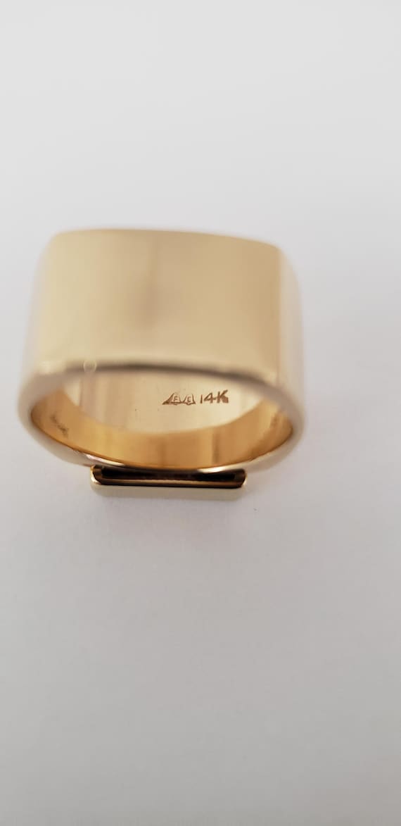 Lapis Ring 14K Solid Yellow Gold Wide Band Size 5… - image 11