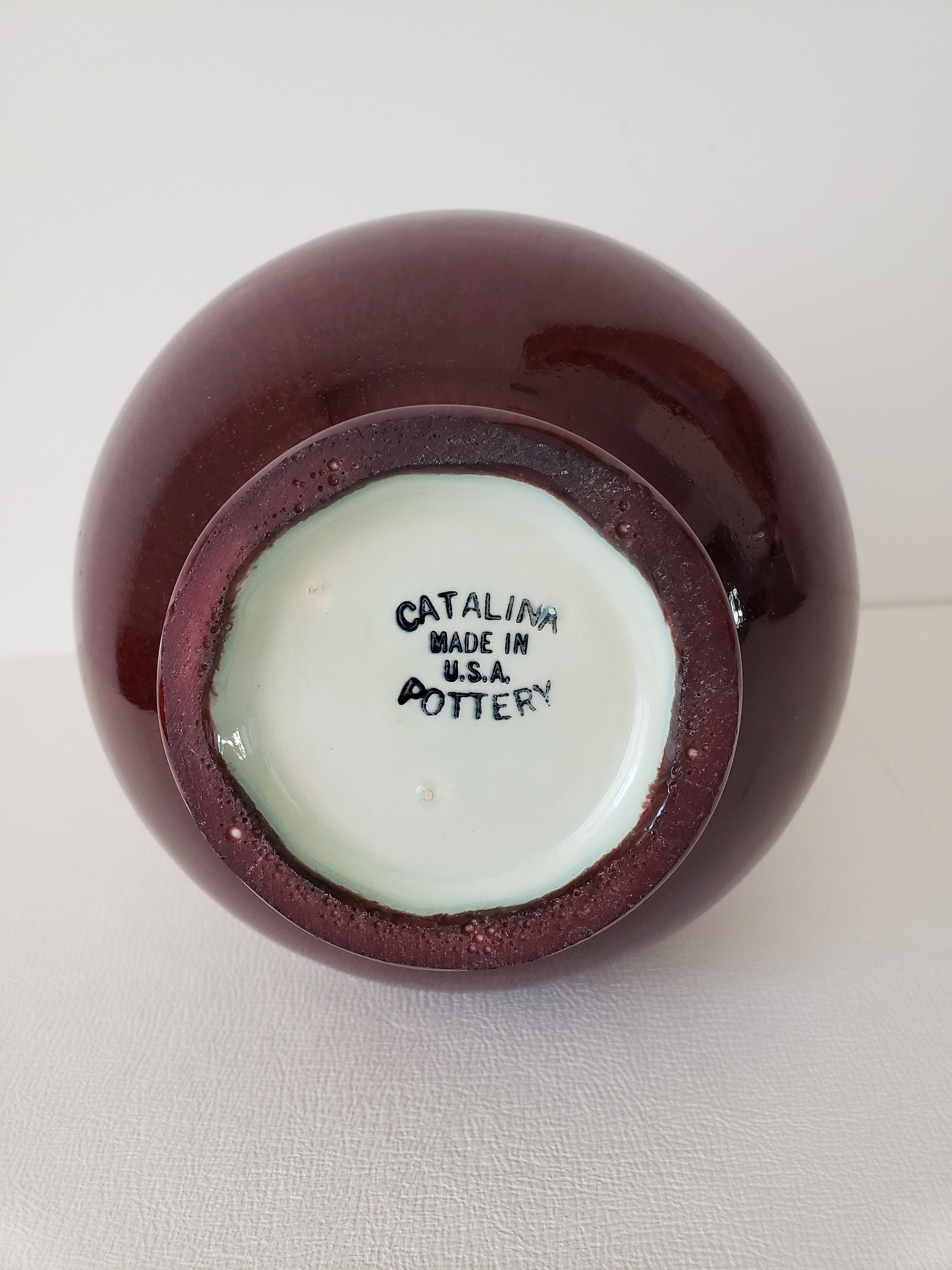 Catalina Pottery Vase Gladding Mcbean Ox Blood Aqua Glaze California ...