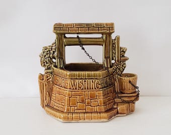 Vintage Mccoy Wishing Well Planter: 1950s MCM Pottery With Metal