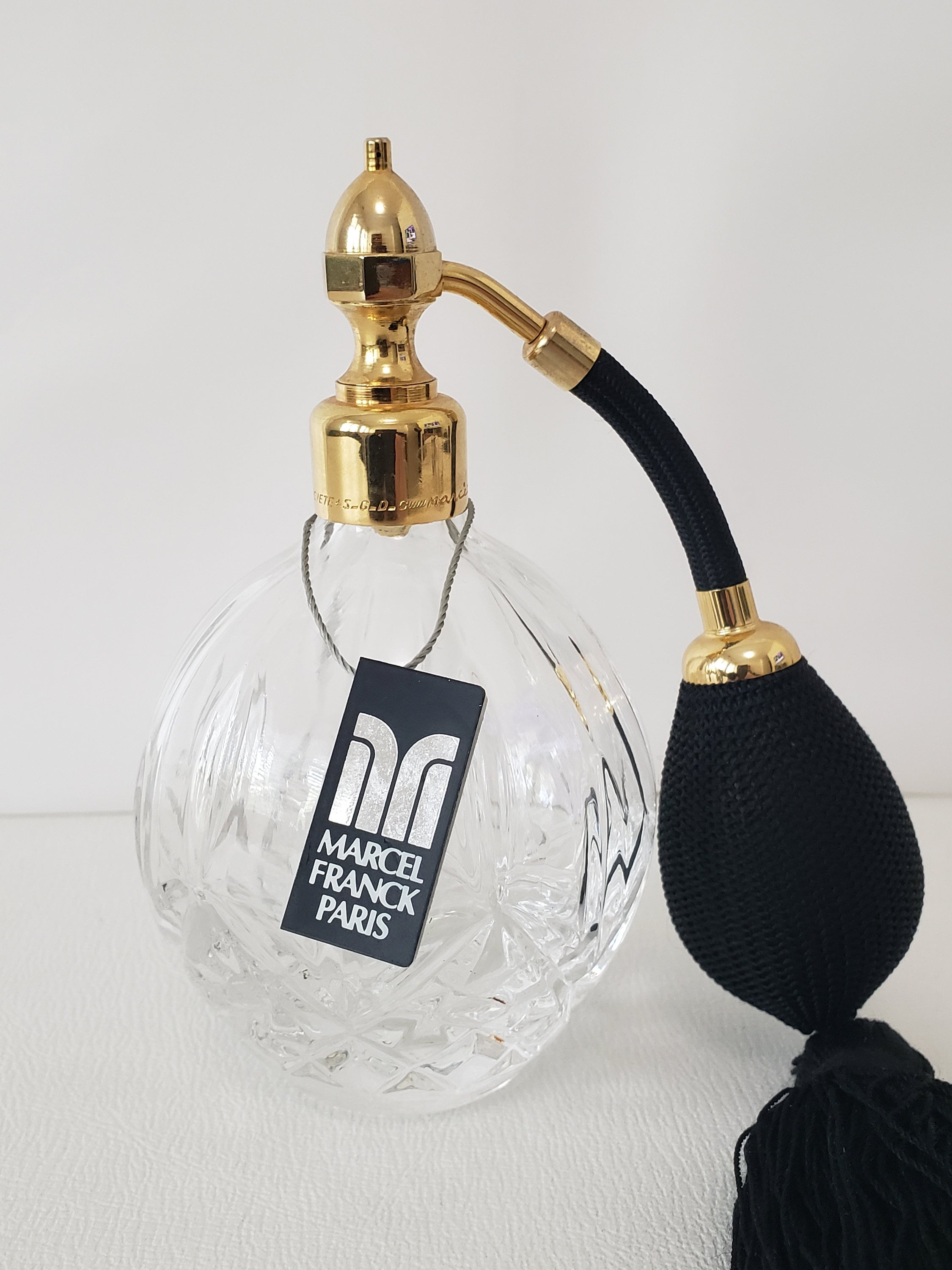 Marcel Franck Paris Crystal Perfume Atomizer: Gold Top, Black Tassel,  Vintage Luxury