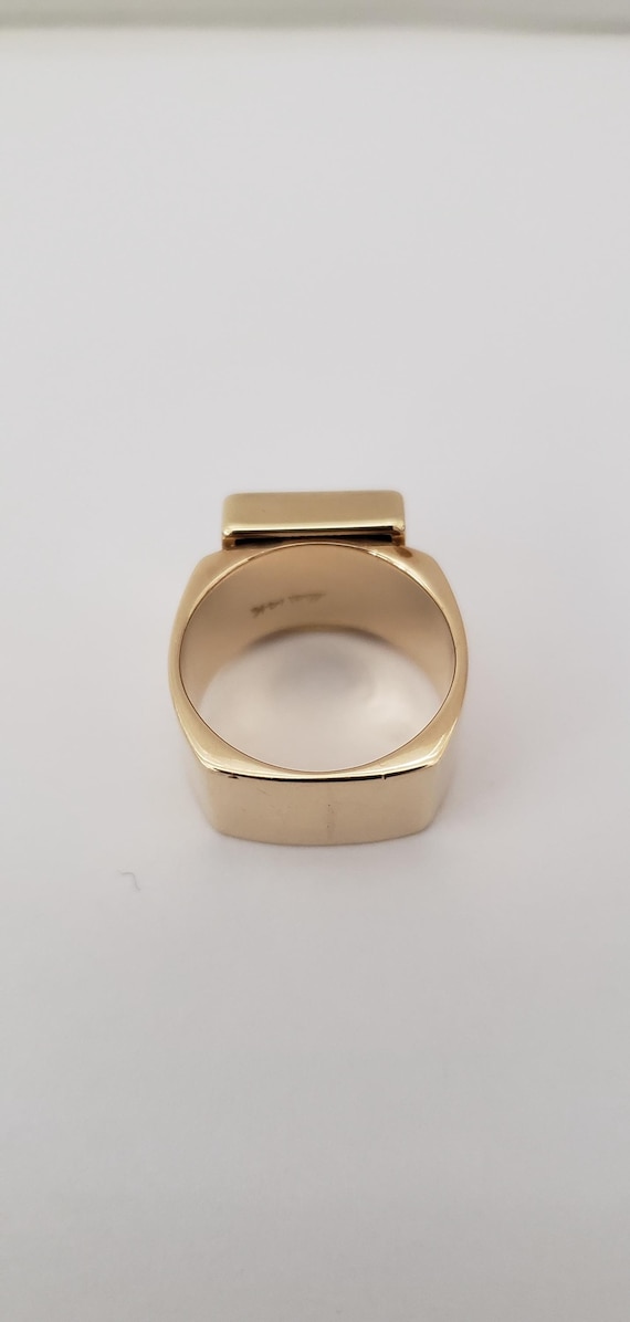 Lapis Ring 14K Solid Yellow Gold Wide Band Size 5… - image 6