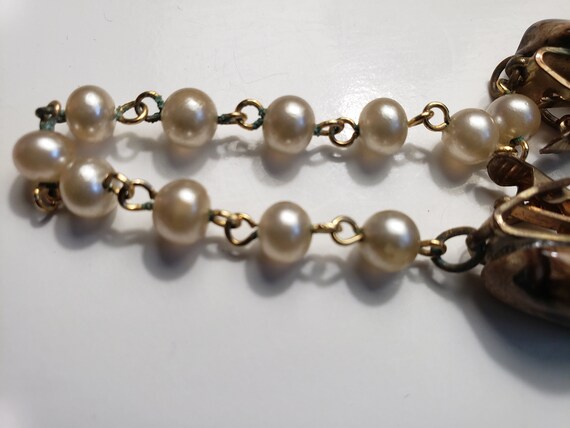 Vintage 1950s Sweater Clip Genuine Pearls With Po… - image 8