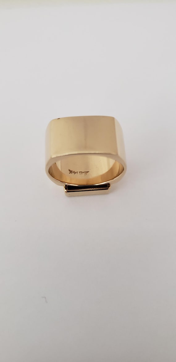 Lapis Ring 14K Solid Yellow Gold Wide Band Size 5… - image 7