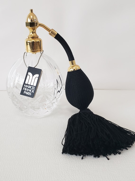 Marcel Franck Paris Crystal Perfume Atomizer: Gold Top, Black Tassel,  Vintage Luxury