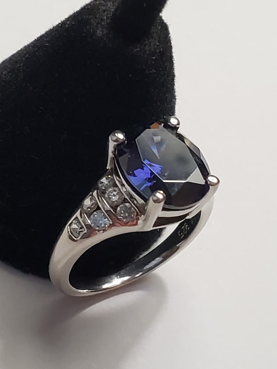 Sapphire Deep Blue Lab Created With Sparkling CZ S