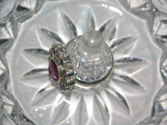 Vintage Ruby Sterling Silver Ring: Oval Center St… - image 3