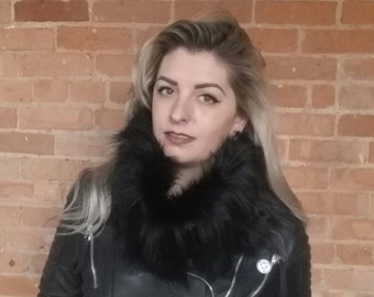 Black Faux Fur Infinity Scarf: Soft Winter Cowl