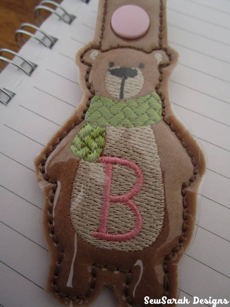 Machine embroidery design In the Hoop Bear keyfob keyring Etsy