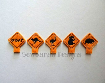 Machine embroidery design -ITH Aussie Animal Road Signs or Pencil Toppers (4x4) Instant digital download