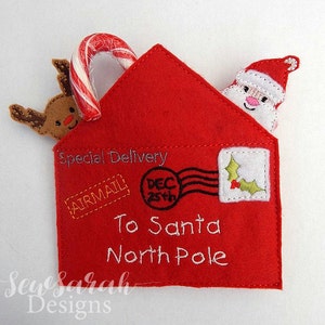 Macchina ricamo design - ITH Santa busta con Babbo Natale e renna Finger Puppet Set (5 x 7) Instant download digitale