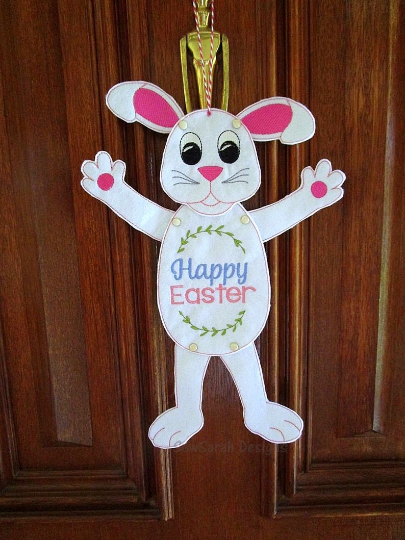 Machine jessecmault design ith easter bunny door hanger 5x7  etsy