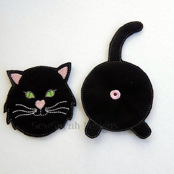 Machine embroidery design -ITH Cat Butt Coaster set - (5x7) Instant digital download