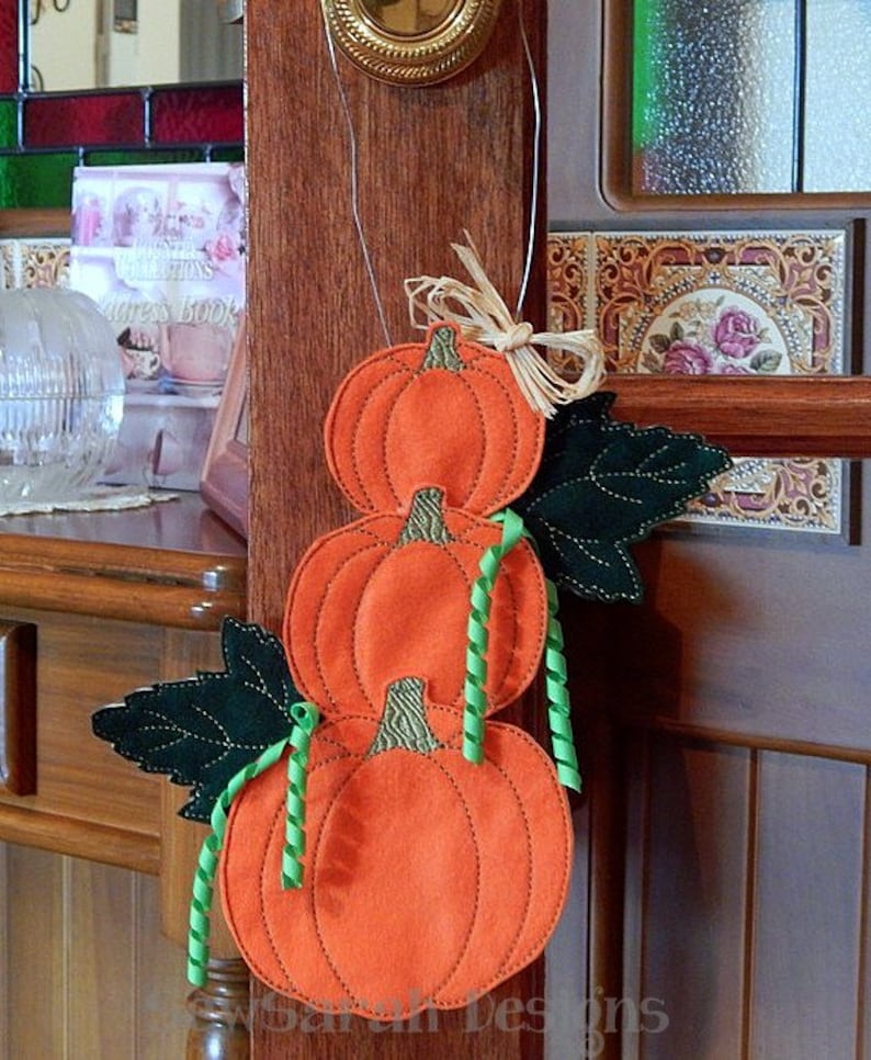 Machine Embroidery Design ITH Pumpkin Door Hanger 4x4 5x7 Etsy