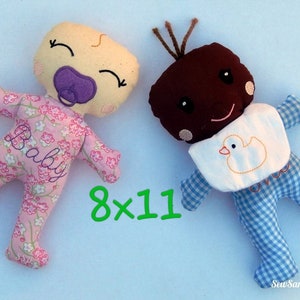 Machine embroidery design -ITH baby doll for an 8x11 hoop. Machine embroidery. Instant digital download