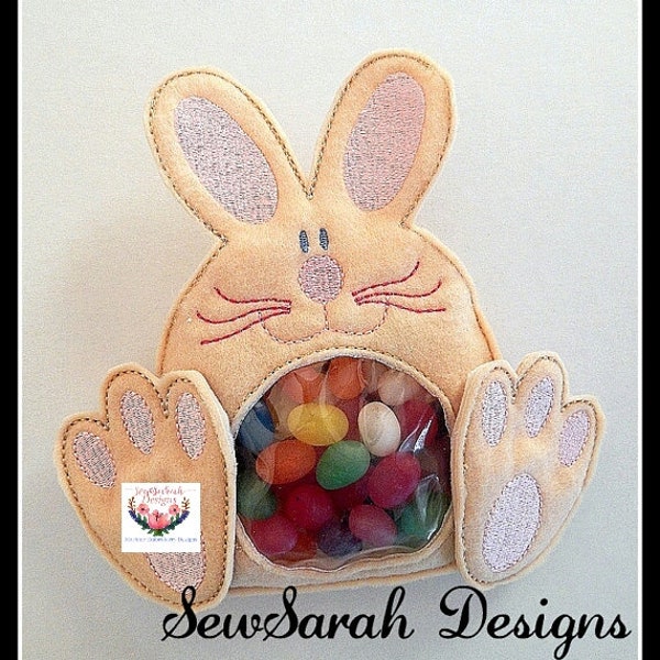 Machine embroidery design -ITH Bunny Treat Holder Instant digital download