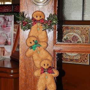 Maschinenstickerei design - ITH Lebkuchen-Mann-Türschild - (4 x 4 & 5 x 7) sofortiger digitaler Download