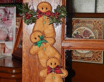 Machine embroidery design -ITH Gingerbread Man Door Hanger - (4x4 & 5x7) Instant digital download