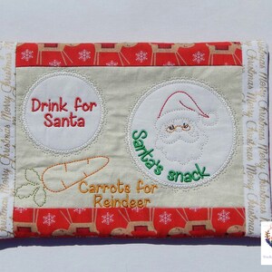 Machine embroidery design -ITH 8x11 size Santa&#39;s Placemat. Machine Embroidery. Instant digital download