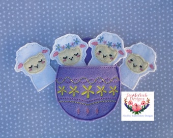 Machine embroidery design - in the hoop Easter lamb and Easter Egg pocket set (5x7) instant digital download