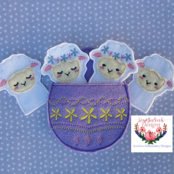 Machine embroidery design - in the hoop Easter lamb and Easter Egg pocket set (5x7) instant digital download