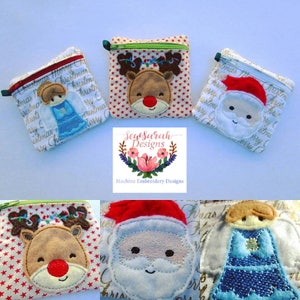 Design de broderie machine - lot de 3 sacs de Noël vec entièrement doublé avec téléchargement coutures cachées (4 x 4)