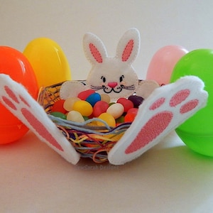 Machine embroidery design -ITH Easter Bunny Face, Paws and Feet, to make your own Easter Basket Instant digital download