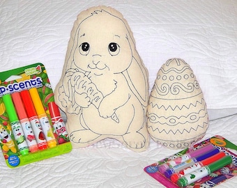 Machine embroidery design -ITH Colour Your Own Easter Bunny & Easter Egg set (5x7, 6x10,8x11) Instant digital download