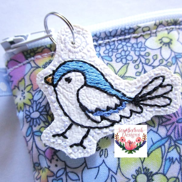 Machine embroidery design -ITH Spring Birdie Zipper Charm (4x4) Instant digital download