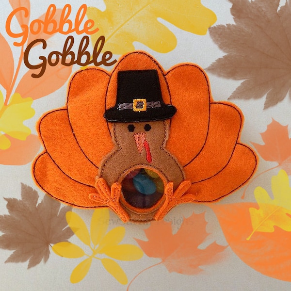 Machine embroidery design -ITH Turkey Treat Holder - (5x7) Instant digital download