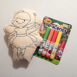 Machine embroidery design -Colour Your Own Softie, Bag etc - Fairy (5x7 & 6x10) Instant digital download