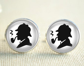 Sherlock Holmes Cufflinks pipe cufflinks XK153 personalized cufflinks,wedding cufflinks,groomsmen cufflinks detective cufflinks tie clip