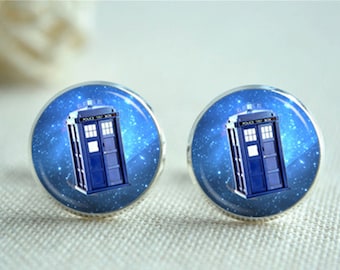 Tardis-manchetknopen, Doctor Who-manchetknopen, Tardis Time Machine-manchetknopen, manchetknopen politiebus, manchetknopen Blue Galaxy, dasspeld bruiloft (XK126N10)