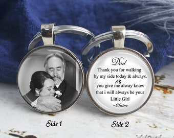 Custom FATHER of the BRIDE Gift Keyring,Double-Sided Keychain,Personalized photo Keychain unique wedding gift,Wedding day gift for Dad