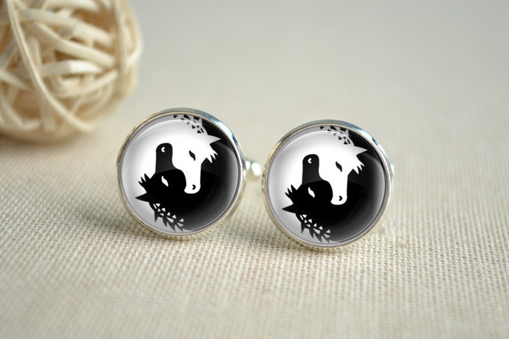 Horse Cufflinks,Lover horse Tie Clip,Tai Chi Cufflinks, Yin Yang Cuff links, Gift for Men,Wedding cufflinks  (XK039)