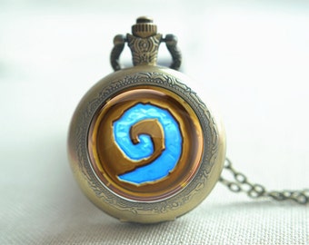 WoW world of warcraft hearthstone pocket watch necklace, locket necklace picture jewelry photo necklace (HB036)