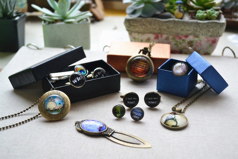 Driehoekige cufflinks, Geometrie Stud Oorbellen, Kan worden gemaakt als ketting, sleutelhanger, ring, Pocket Watch, Cufflinks, Tie Clip Verjaardagscadeau (ER578N10) afbeelding 6